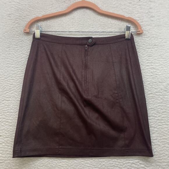Free People Skirt Womens Small Red Rumi Ruched Faux Vegan Leather Mini Stretch - Picture 2 of 9